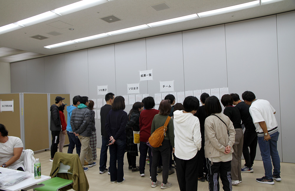貼り出したチェックポイントを確認する参加者